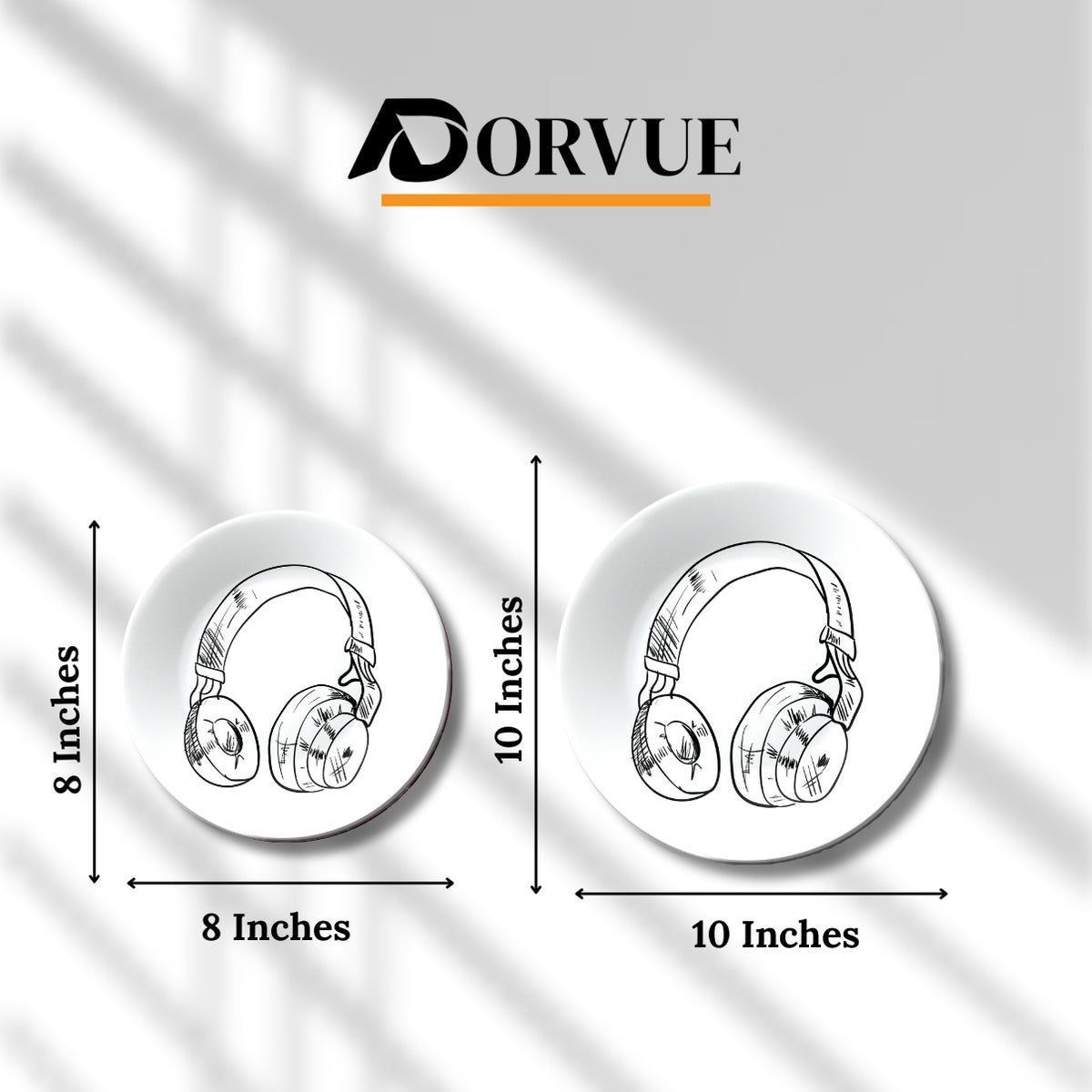 Headphone Black and White Art Decorative Wall Plate