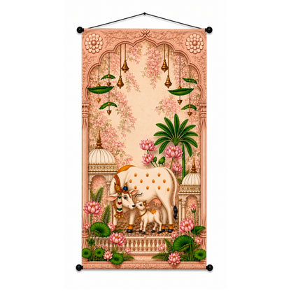 Kamdhenu Cow Wall Hanging Tapestry for Living Room & Pooja Room