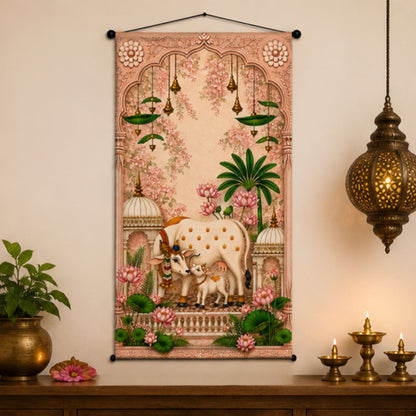 Kamdhenu Cow Wall Hanging Tapestry for Living Room & Pooja Room
