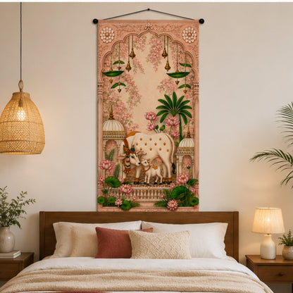 Kamdhenu Cow Wall Hanging Tapestry for Living Room & Pooja Room