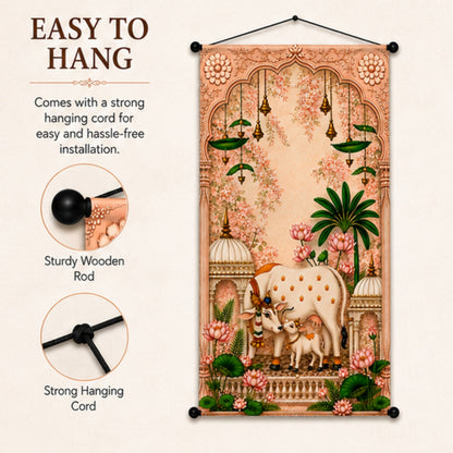 Kamdhenu Cow Wall Hanging Tapestry for Living Room & Pooja Room