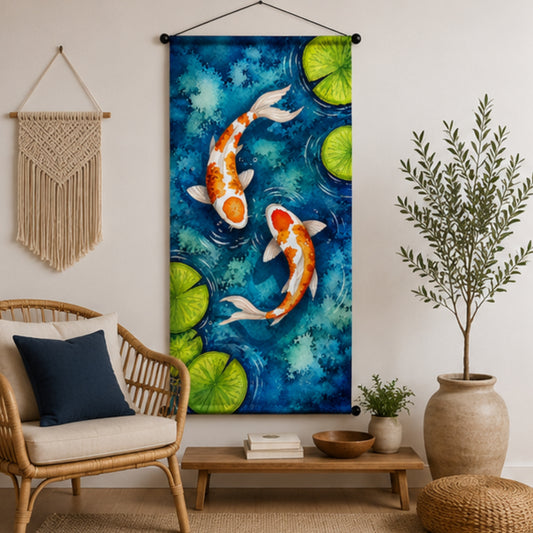Koi Fish Tapestry Wall Hanging for Living Room & Bedroom