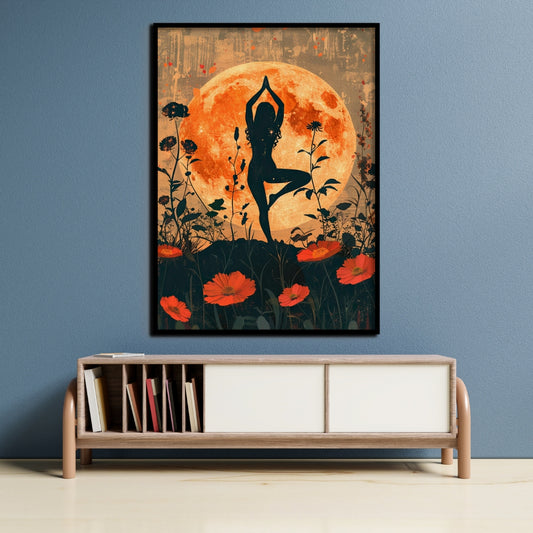 Lunar Balance Boho Canvas Painting Framed Wall Art