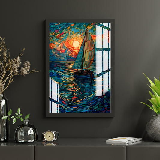 Sailing Into Sunset Metal Print With or Without Frame Wall Art