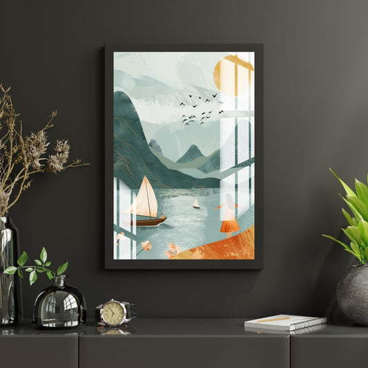 Sailing Serenity Shores Metal Print With or Without Frame Wall Art
