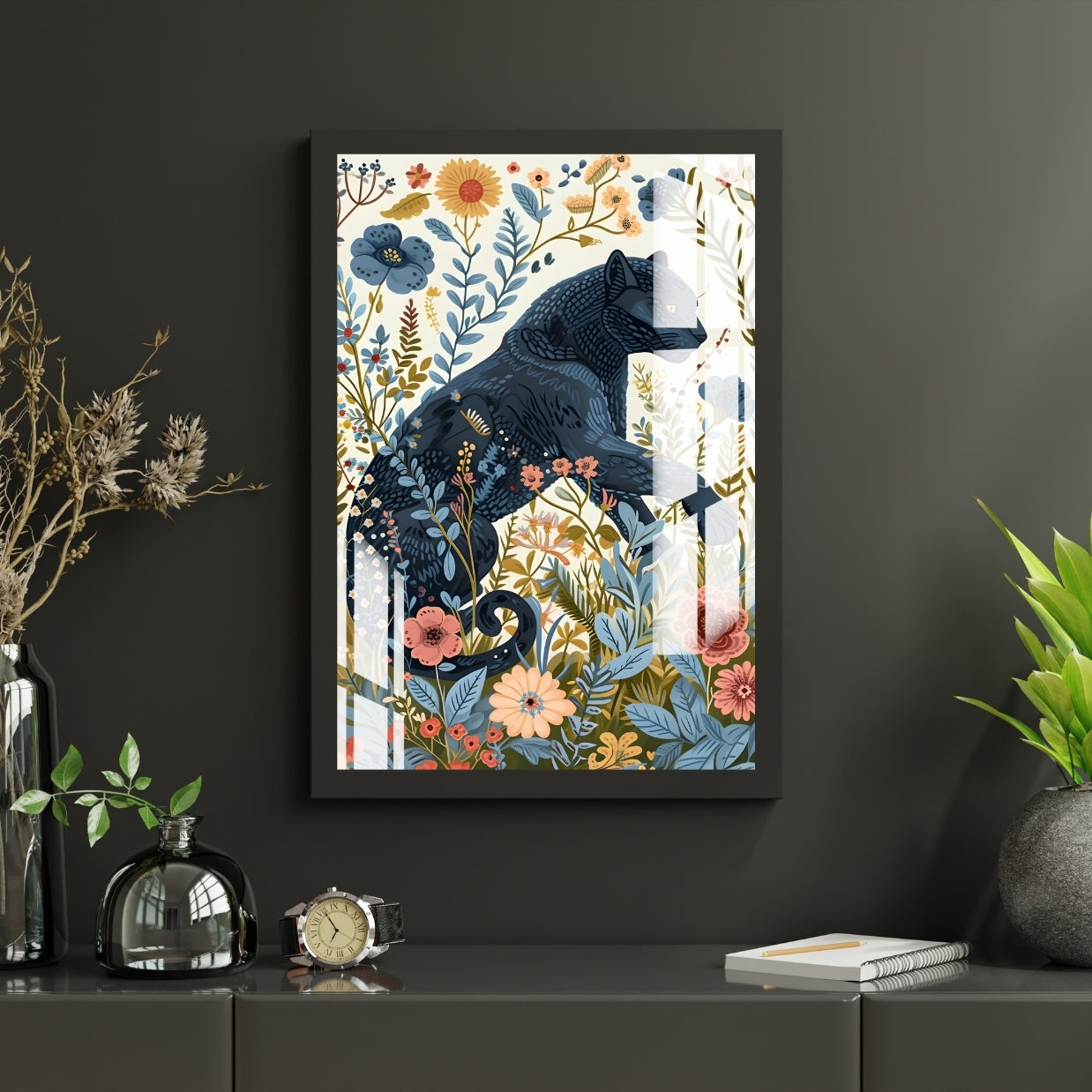 Floral Guardian Metal Print With or Without Frame Wall Art