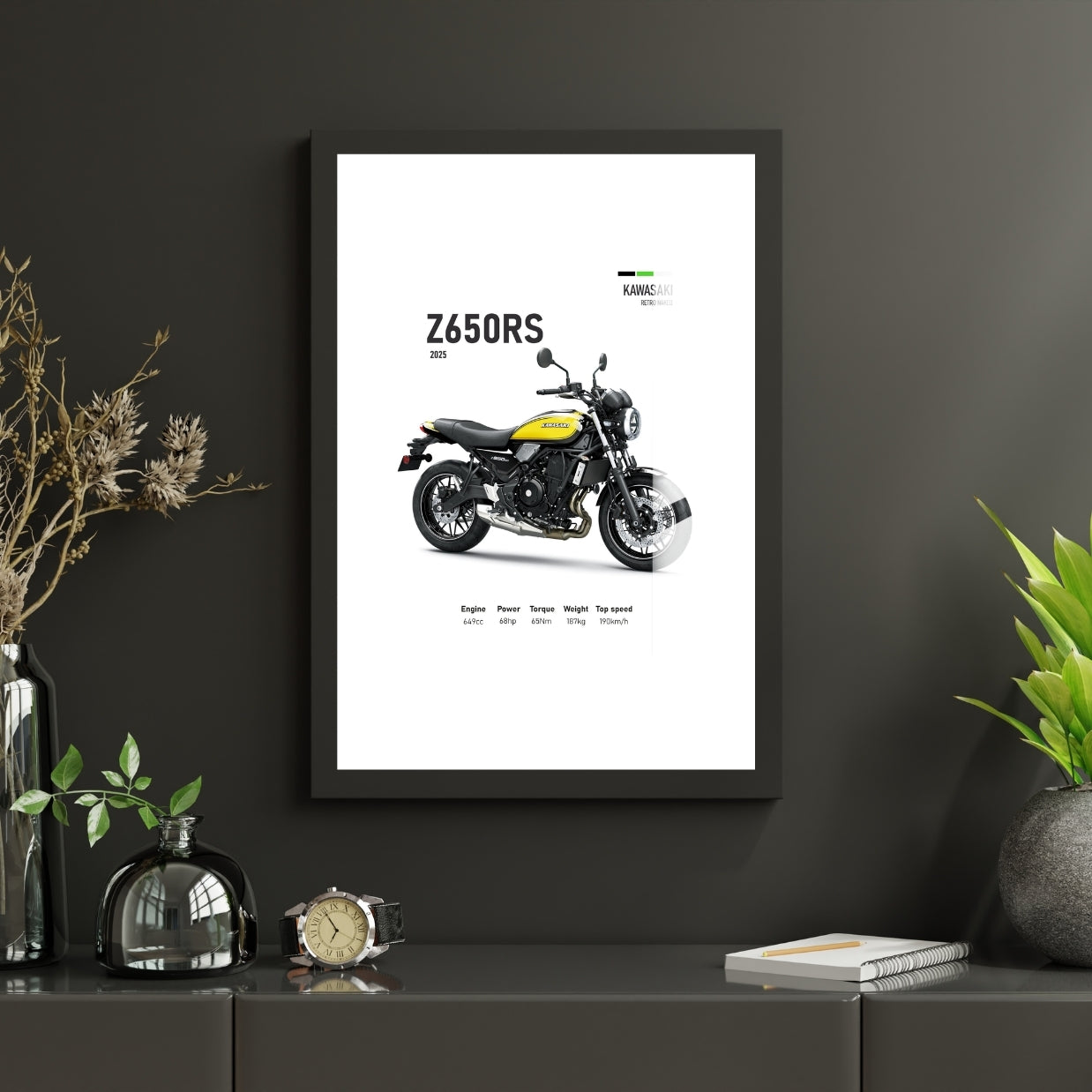 Z650RS Blueprint Metal Print With or Without Frame Wall Art