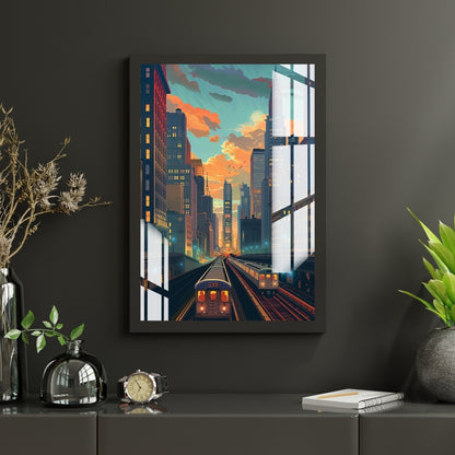 City Tracks at Dusk Metal Print With or Without Frame Wall Art