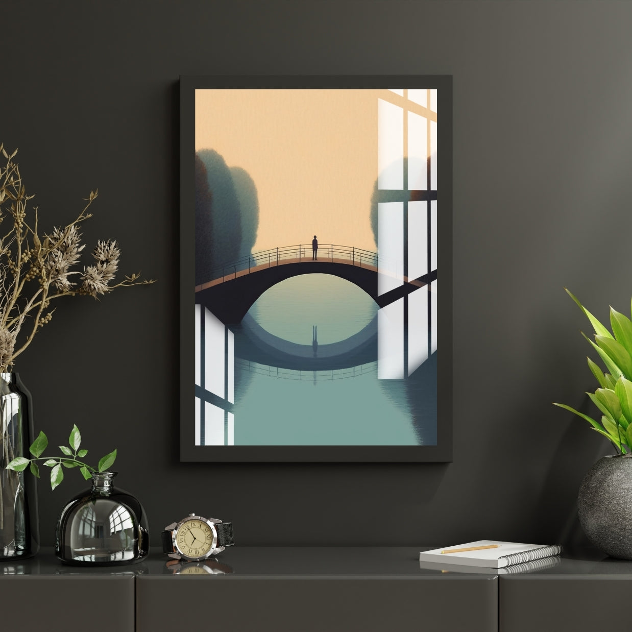 Silent Bridge of Solitude Metal Print With or Without Frame Wall Art