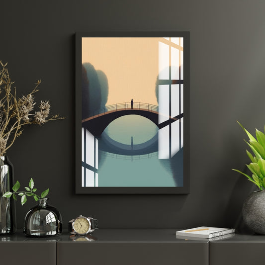 Silent Bridge of Solitude Metal Print With or Without Frame Wall Art