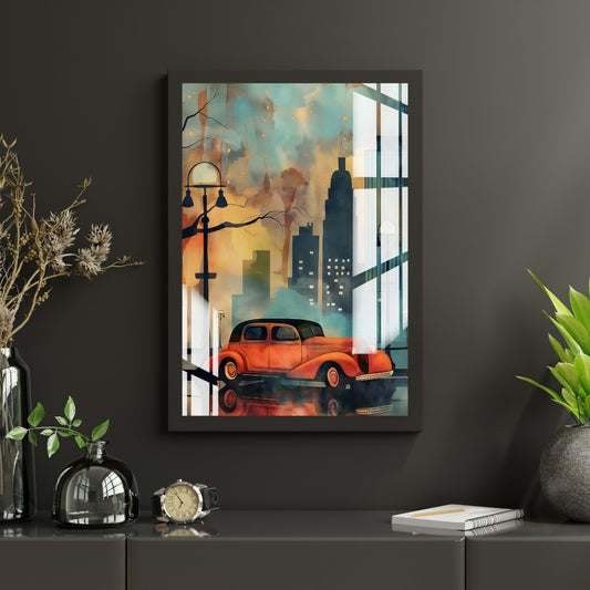 Retro City Ride Metal Print With or Without Frame Wall Art