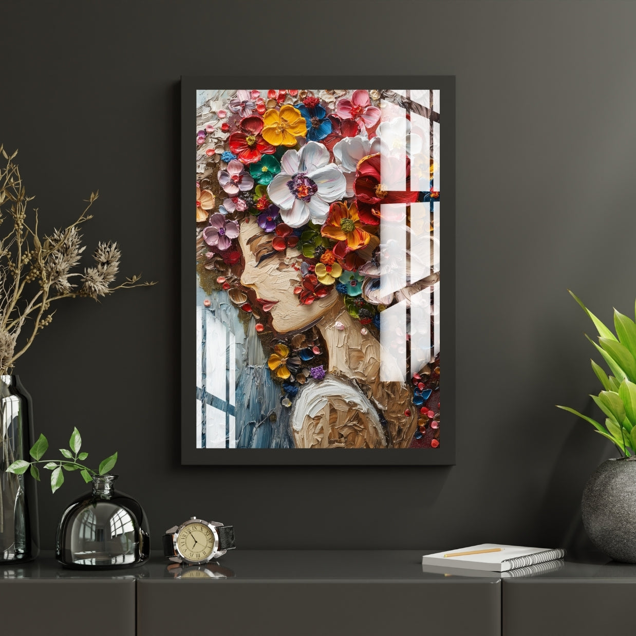 Petals & Poise Floral Muse Metal Print With or Without Frame Wall Art