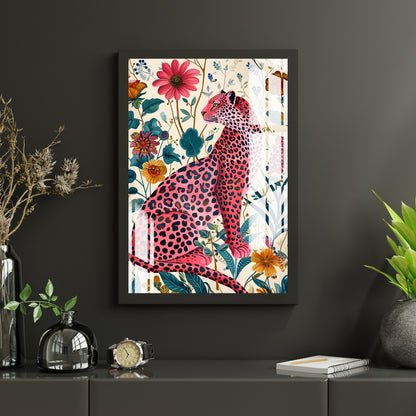 Blossom Leopard Metal Print With or Without Frame Wall Art