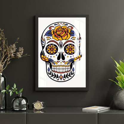 Floral Skull Fiesta Metal Print With or Without Frame Wall Art
