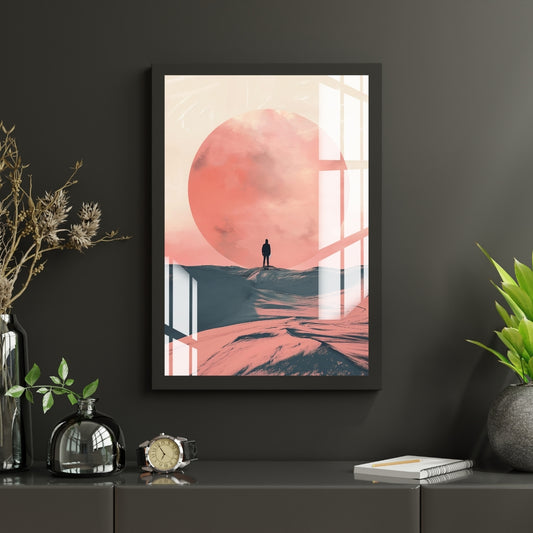 Red Moon Solitude Metal Print With or Without Frame Wall Art