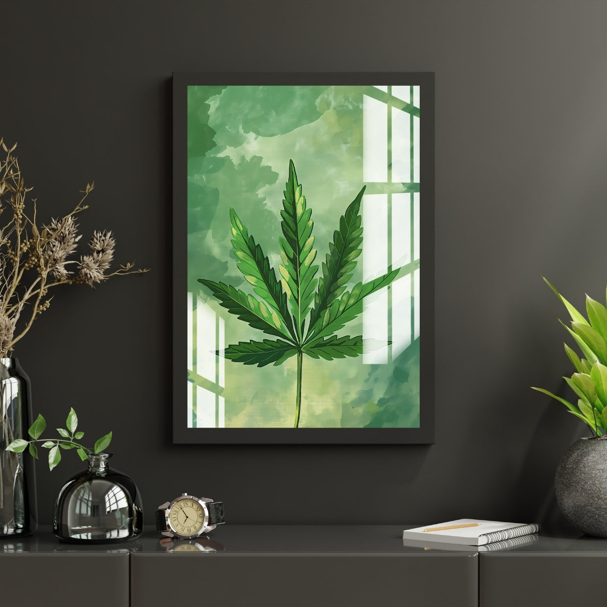 Green Stillness Metal Print With or Without Frame Wall Art