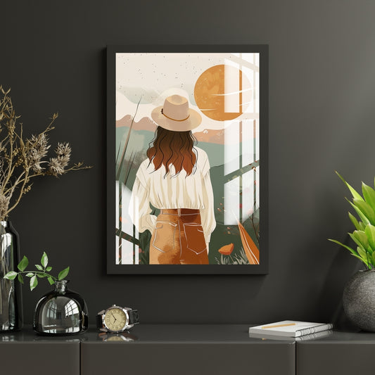 Sunset Wanderer Bohemian Metal Print With or Without Frame Wall Art