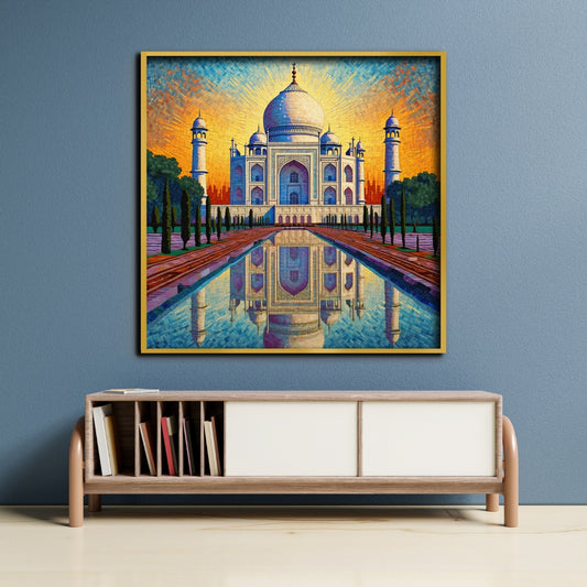 Majestic Taj Mahal Canvas Painting Framed Wall Art