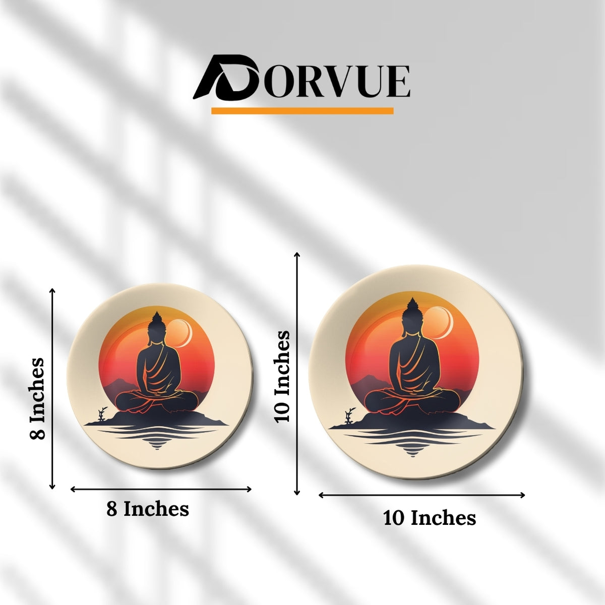 Meditating Buddha Orange Decorative Wall Plate
