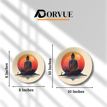 Meditating Buddha Orange Decorative Wall Plate