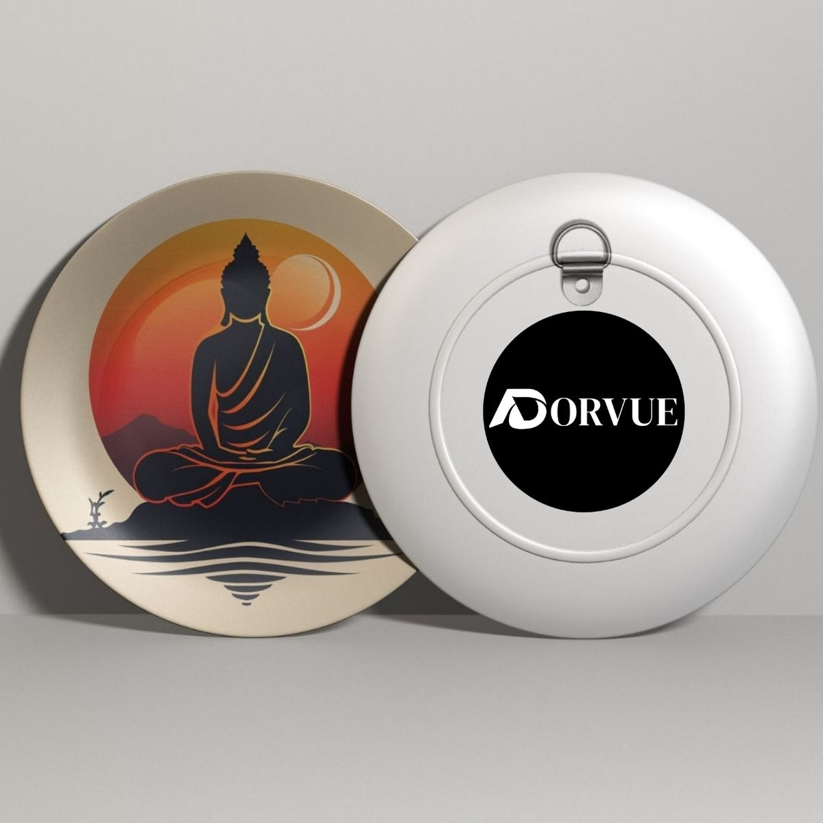 Meditating Buddha Orange Decorative Wall Plate