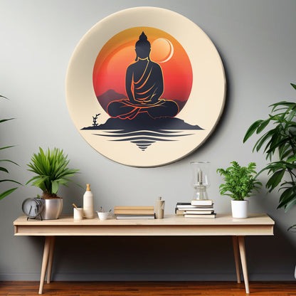 Meditating Buddha Orange Decorative Wall Plate