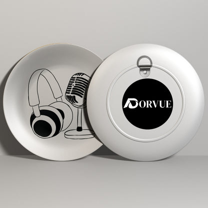 Microphone With Headphones Decorative Wall Plate