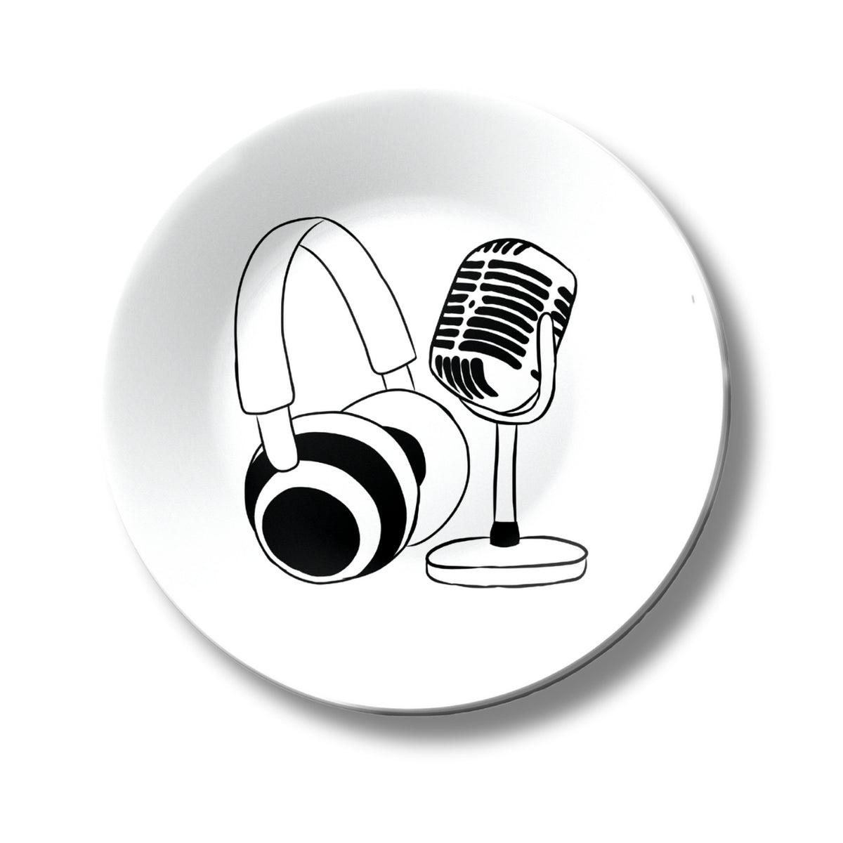 Microphone With Headphones Decorative Wall Plate