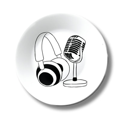 Microphone With Headphones Decorative Wall Plate
