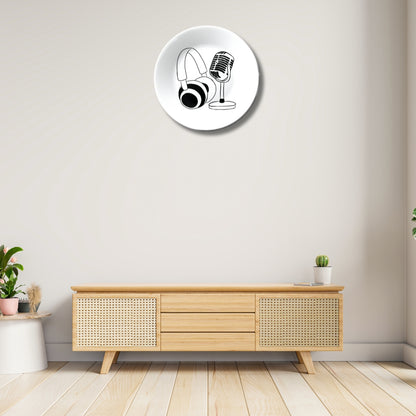 Microphone With Headphones Decorative Wall Plate