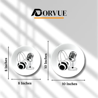 Microphone With Headphones Decorative Wall Plate