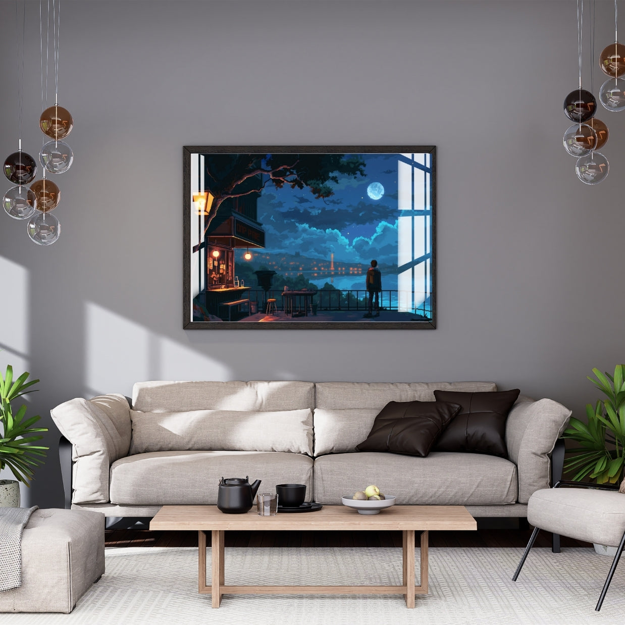 Moonlit Solitude Metal Print With or Without Frame Wall Art