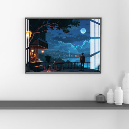 Moonlit Solitude Metal Print With or Without Frame Wall Art