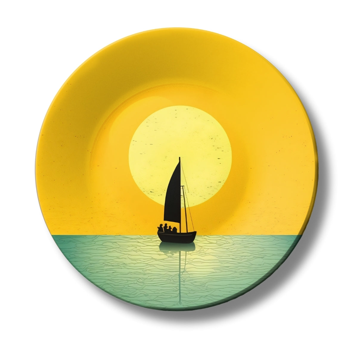 Sun-Kissed Crossing The Silent Sail Ceramic Decorative Wall Plate For Home Décor