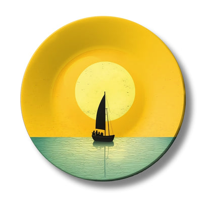 Sun-Kissed Crossing The Silent Sail Ceramic Decorative Wall Plate For Home Décor