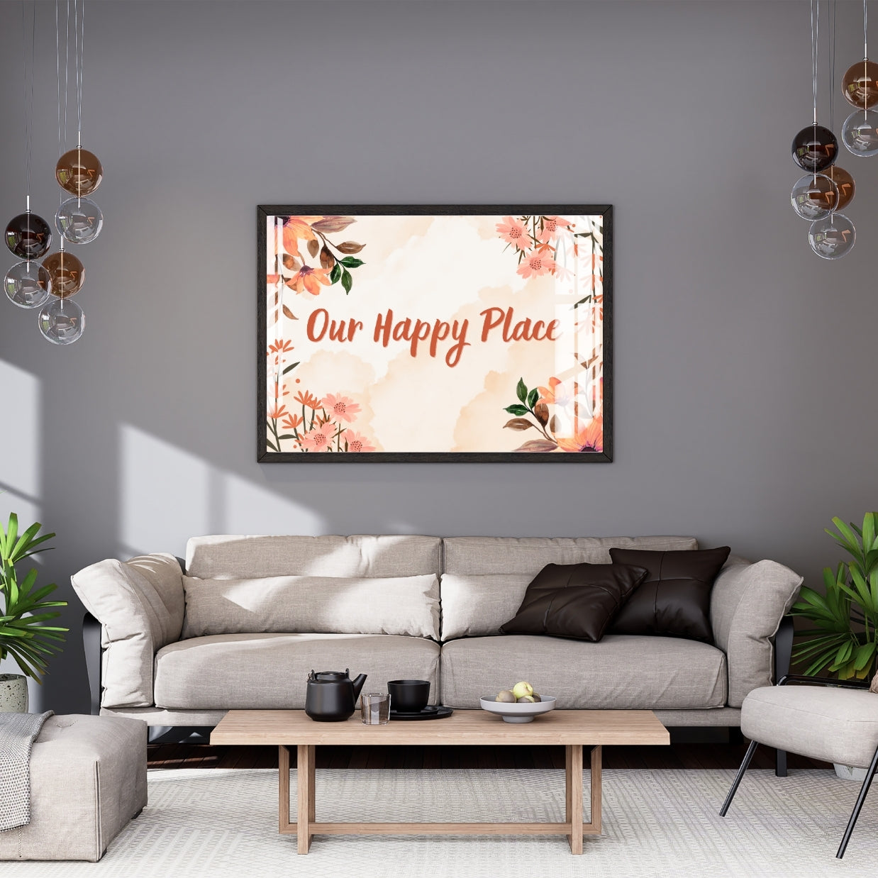 Our Happy Place Wall  Décor Metal Print With or Without Frame Wall Art