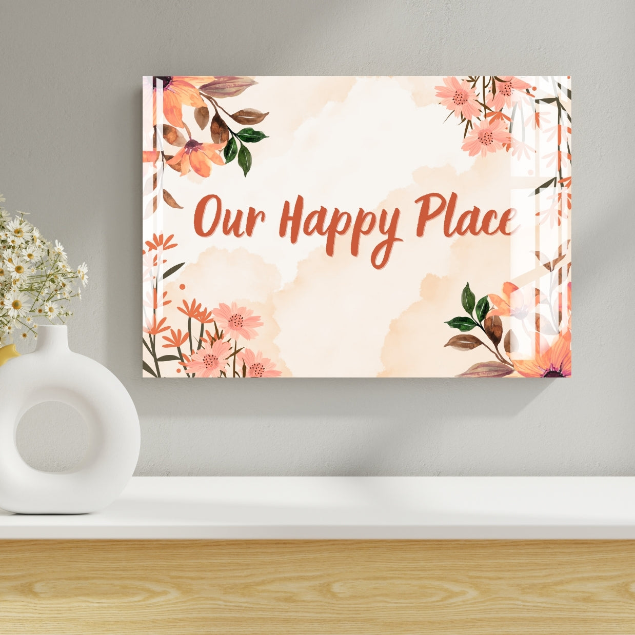 Our Happy Place Wall  Décor Metal Print With or Without Frame Wall Art