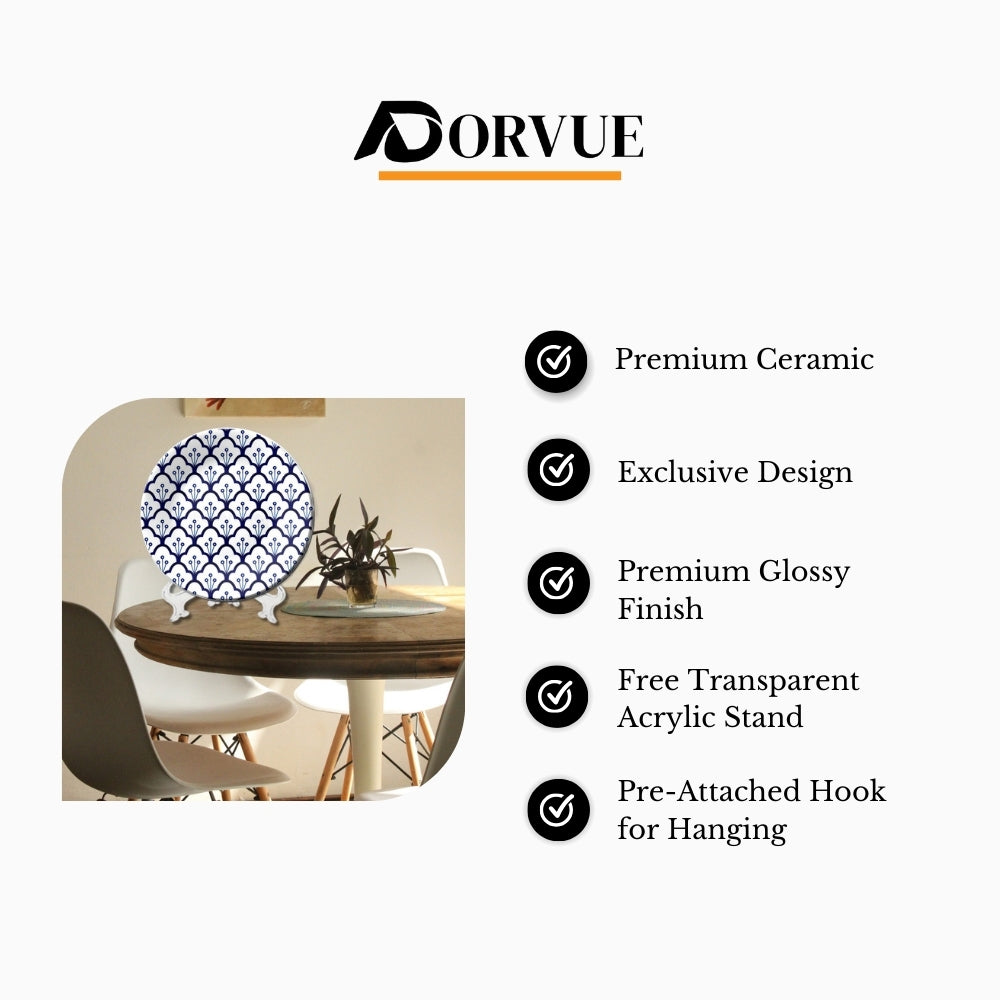 Arabesque Blue and White Decorative Wall Plate