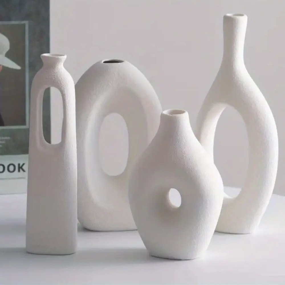 Set of 4 Nordic Modern White Flower Vases