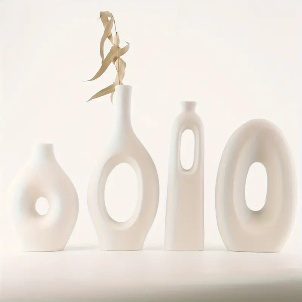 Set of 4 Nordic Modern White Flower Vases