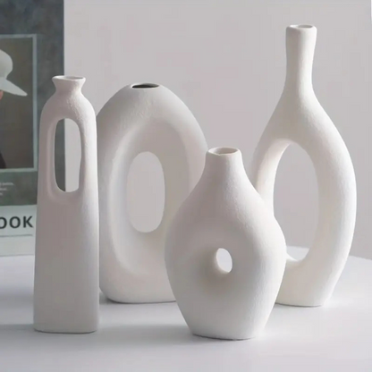 Set of 4 Nordic Modern White Flower Vases