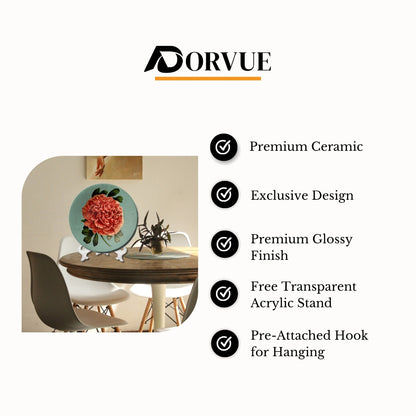 Peony Botanical Decorative Wall Plate