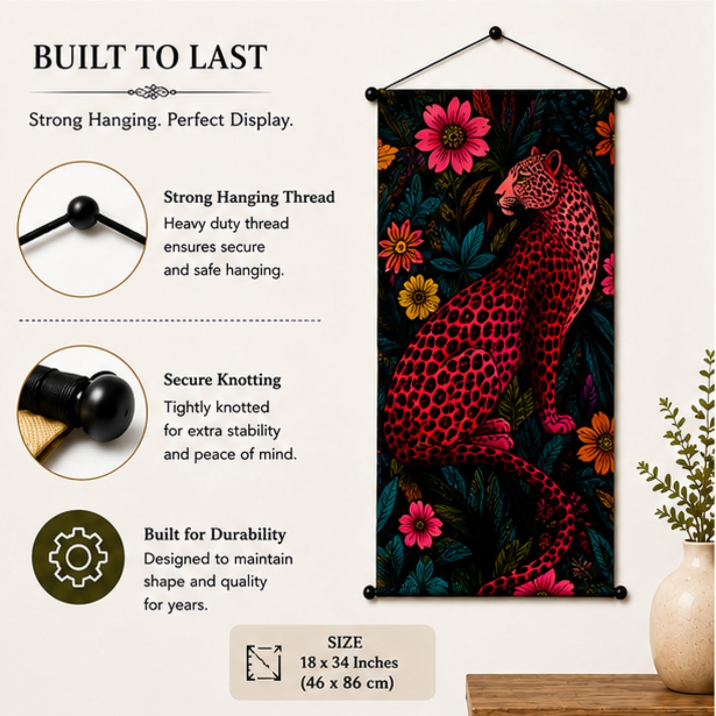 Pink Leopard Wall Hanging Tapestry