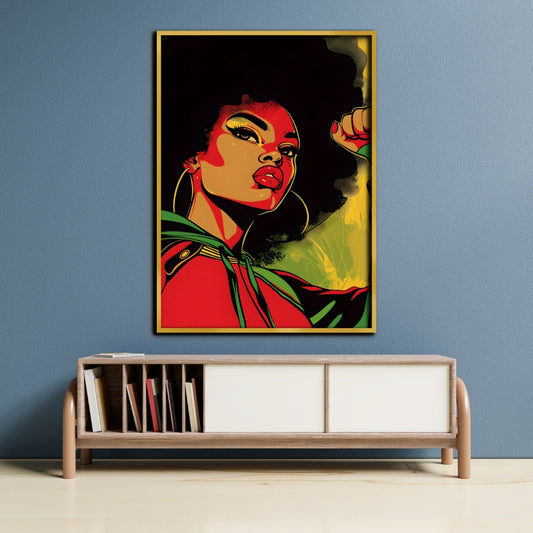 Power & Pride Vibrant Portrait Canvas Painting Framed Wall Art