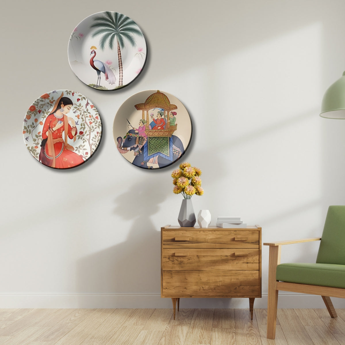 Set of 3 Assorted Nature and Culture Ceramic Decorative Wall Plates Décor