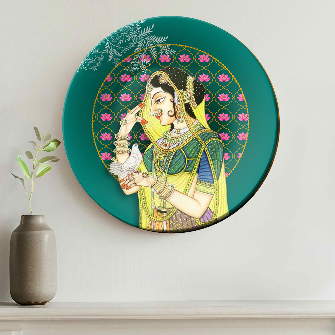 Queen With Her Pigeon Messenger Decorative Wall Plate