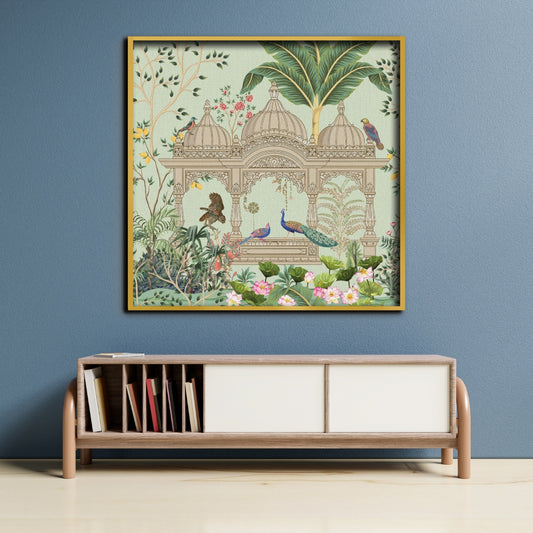 Royal Courtyard Canvas Painting Framed Wall Art