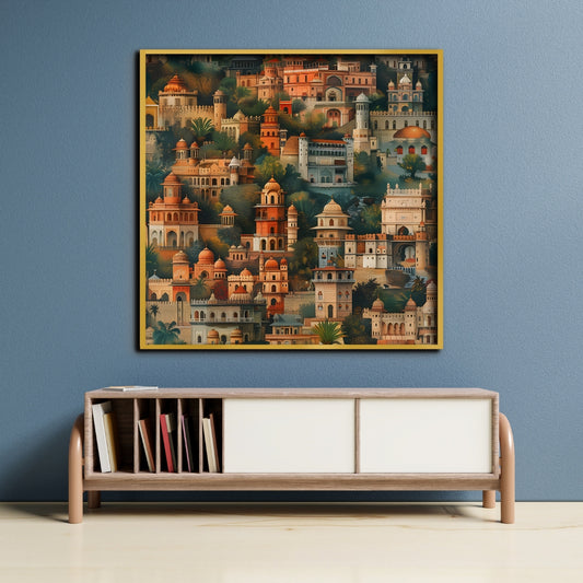Royal Panorama Architectural Canvas Painting Framed Wall Art