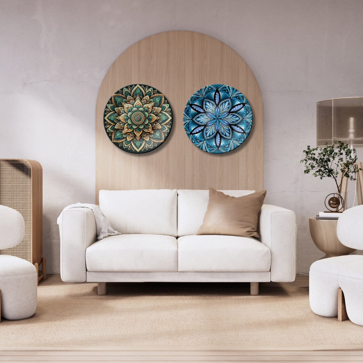 Set of 2 Aadhya Mandala Divine Chakra Ceramic Wall Plates Home Décor