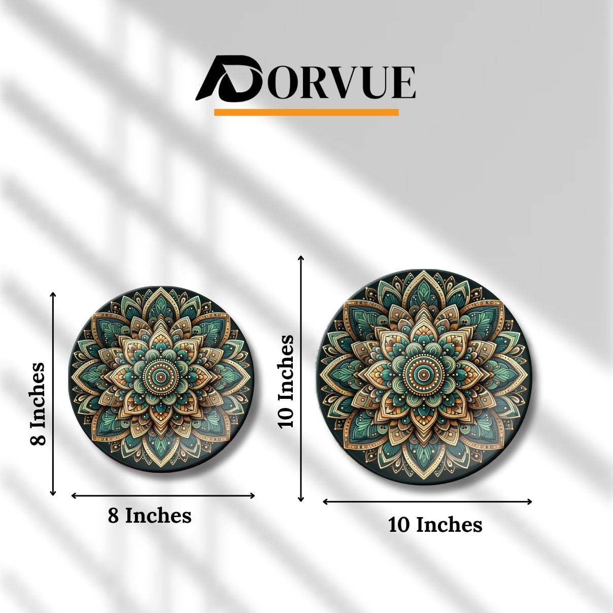 Set of 2 Aadhya Mandala Divine Chakra Ceramic Wall Plates Home Décor